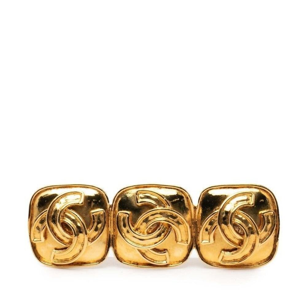 Chanel Triple CC Logo Vintage Brooch Gold Plated